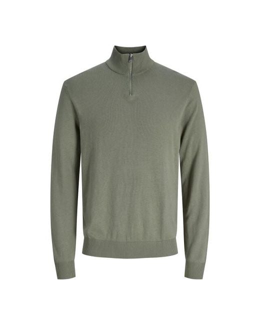 Jack & Jones Jjeemil Knit Half Zip Noos 12189339 Vetiver in het Green voor heren