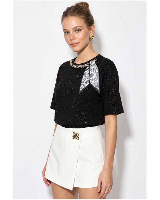 Bianco Lucci Black Oversized Cotton Jersey Crew Neck T-Shirt