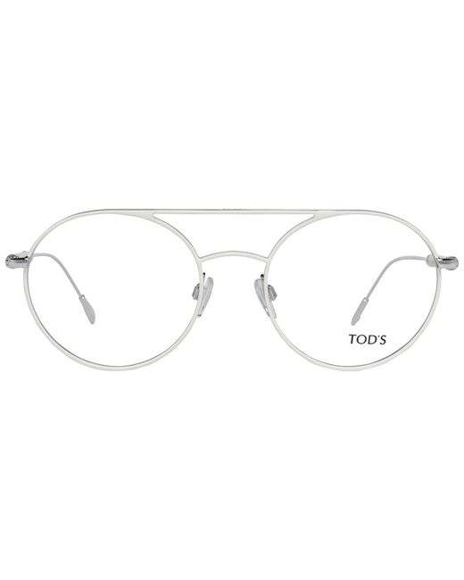 Tod's Accessoires ,Grijs ,Leer Witte Optische Monturen Aviator Stijl in het Metallic