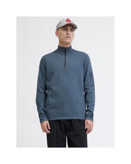 Jack & Jones Jcomace Knit Half Zip Smu Petrol in het Blue voor heren