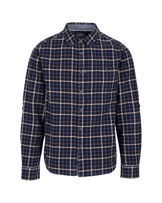 Trespass Blue Withnell Checked Cotton Shirt for men