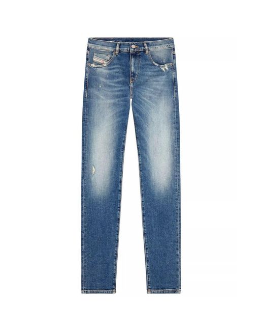 DIESEL Blue 2019 D-Strukt Light Ripped Wash Jeans Cotton for men