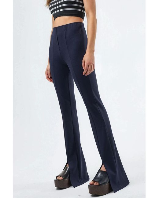 Busem Hoge Taille Flared Leggings Met Split in het Blue