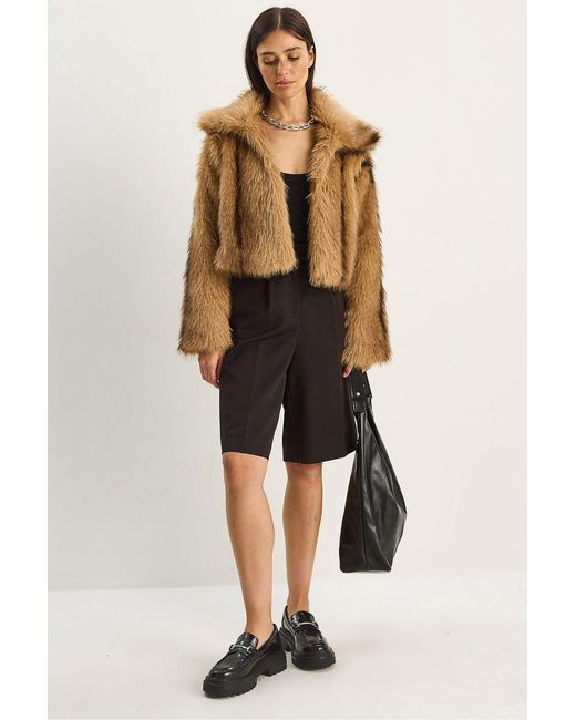 Bianco Lucci Multicolor Patterned Plush Faux Fur Jacket