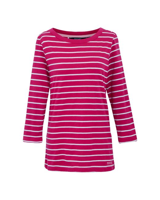 Regatta Baylette Ii Gestreept T-shirt (roze Fusion/wit) in het Red