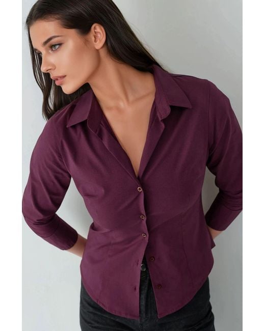 Hiccup Purple Elegant Long Sleeve Button-Up Shirt