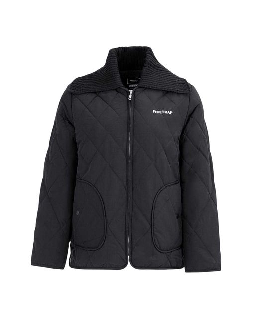 Firetrap Gewatteerde Relaxed Fit Jacket in het Black