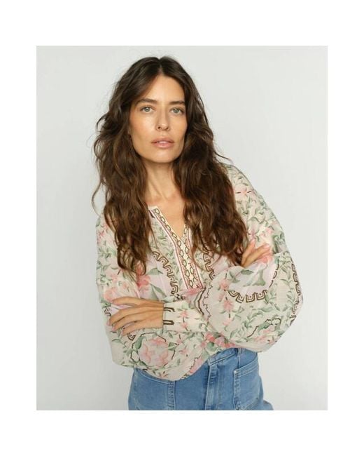 Mos Mosh Blouse Lange Mouw 178220 Mmwylde Orchi in het White