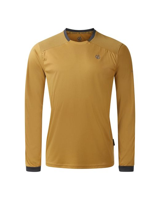 Dare 2b Yellow Trackstand Ace Long-Sleeved T-Shirt (Wood) for men