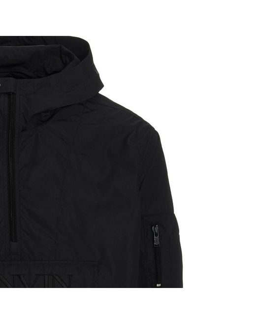 Lanvin Logo Hooded Windjack in het Black voor heren