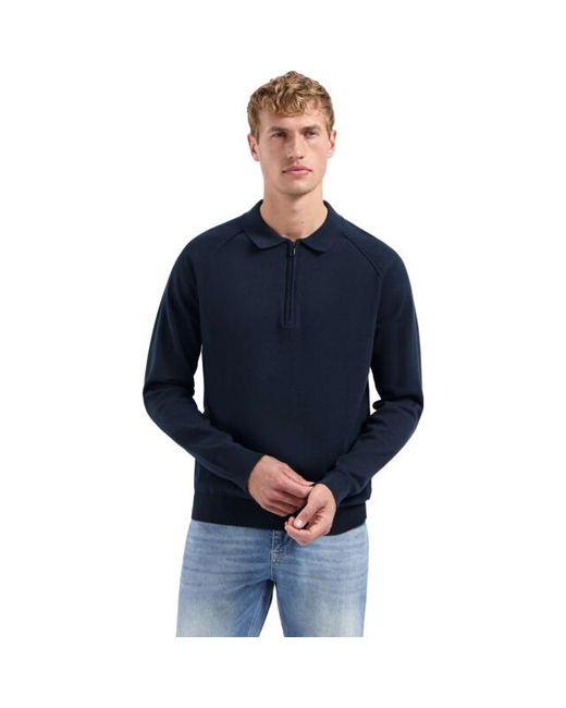 No Excess Pullover Polo Half Zip Solid Night in het Blue voor heren