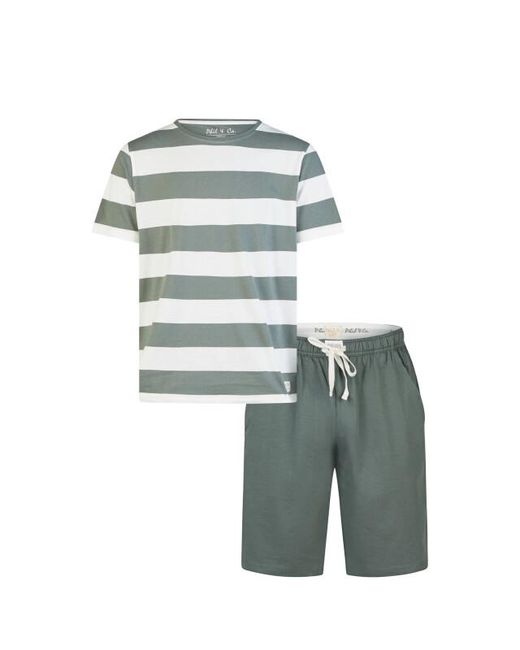 Phil & Co. Berlin Shortama Korte Pyjama Set Gestreept in het Blue voor heren