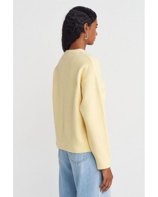 Dilvin Effen Crew Neck Geribbeld Trui in het Blue