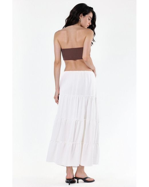 Hiccup White Basic Pleated Maxi Skirt