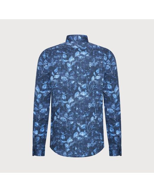 BLUE INDUSTRY Het Leaf-Print Overhemd in het Blue voor heren