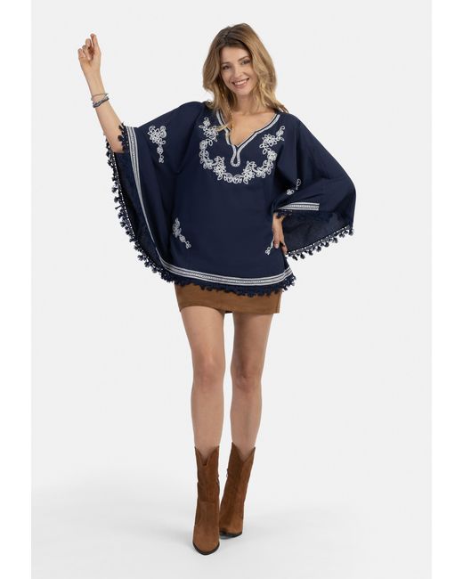 Usha Poncho Marine in het Blue