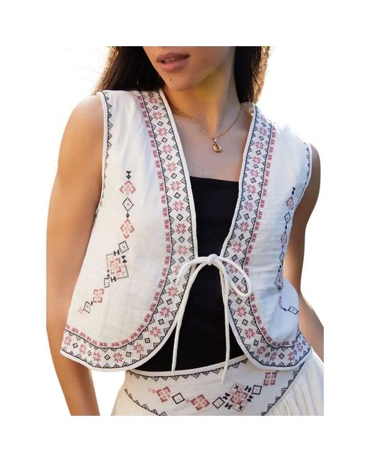 Threadbare Geometrisch Patroon Vest in het White