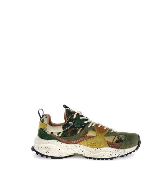 Flower Mountain Green Wave Suede Camouflage Trainers for men