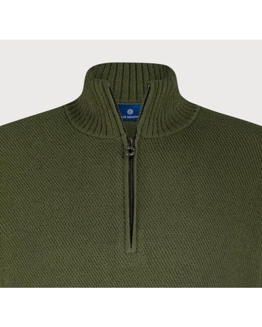 BLUE INDUSTRY De Chenille Half-Zip Pullover in het Green voor heren