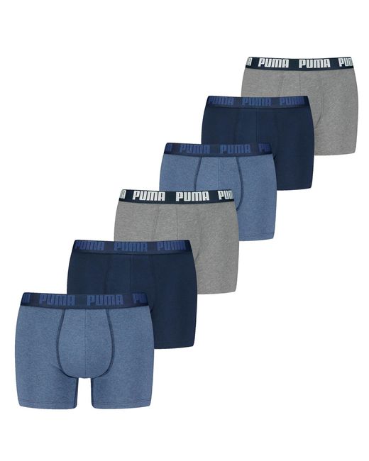 PUMA Basic Boxer 6P Ecom Boxershorts in het Blue voor heren