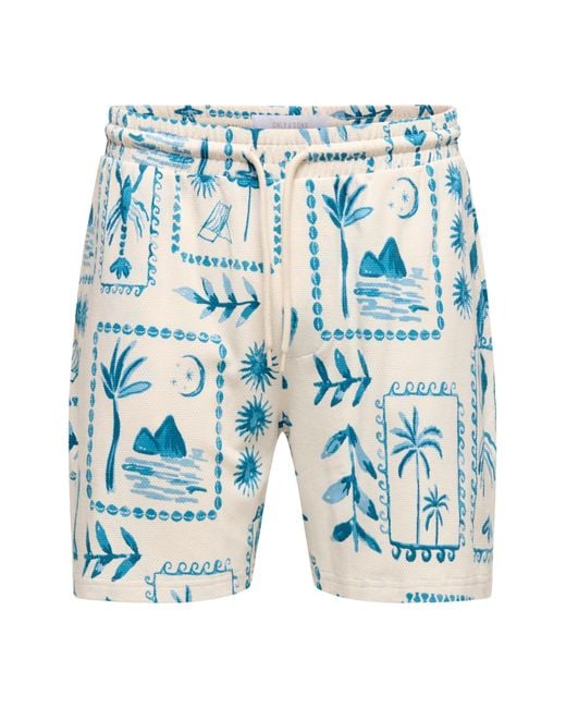 Only & Sons Shorts in het Blue voor heren