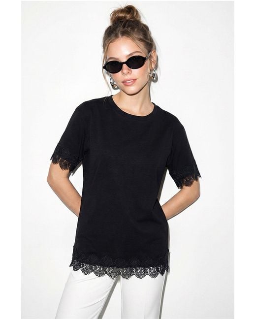 Bianco Lucci Blue Oversized Crew Neck Cotton T-Shirt