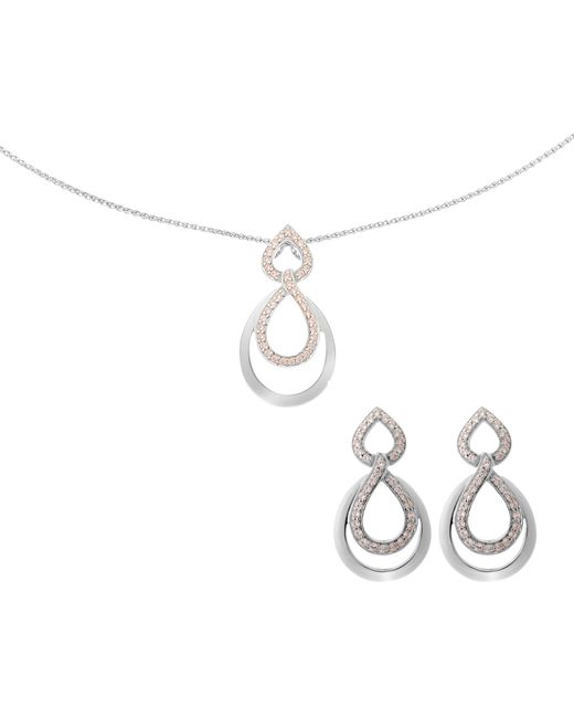 Orphelia White 'Amber' 925 Sterling Set: Chain-Pendant + Earrings