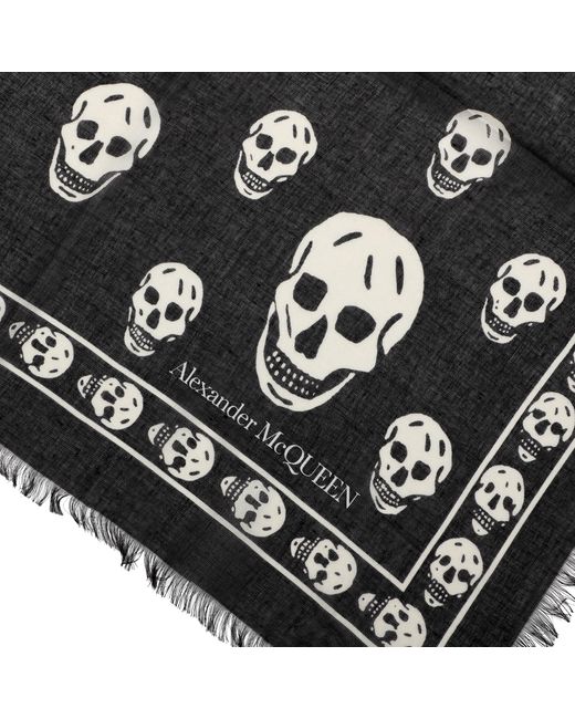 McQueen Black Schädel-Seidentuch
