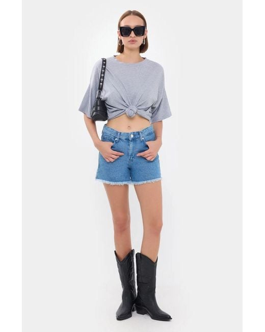 Hiccup Blue Basic Short Sleeve Round Neck T-Shirt