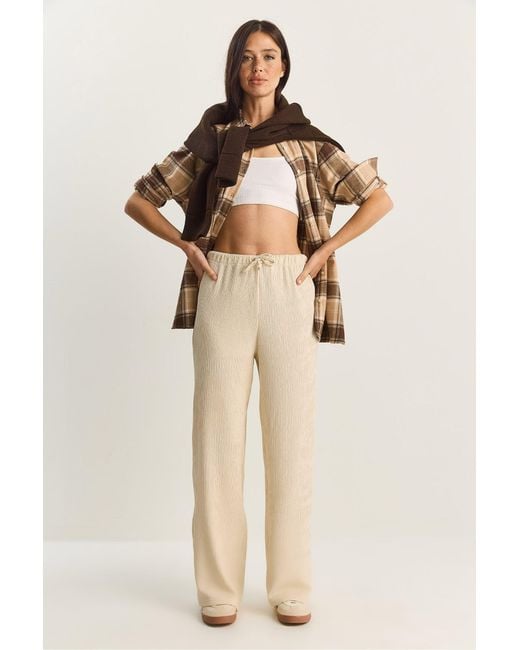 Bianco Lucci Natural High Waist Wide Leg Pants