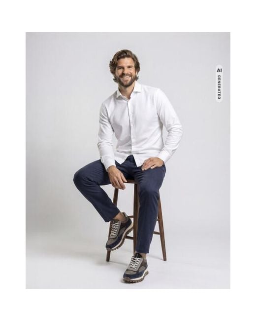 Campbell Casual Overhemd in het White voor heren