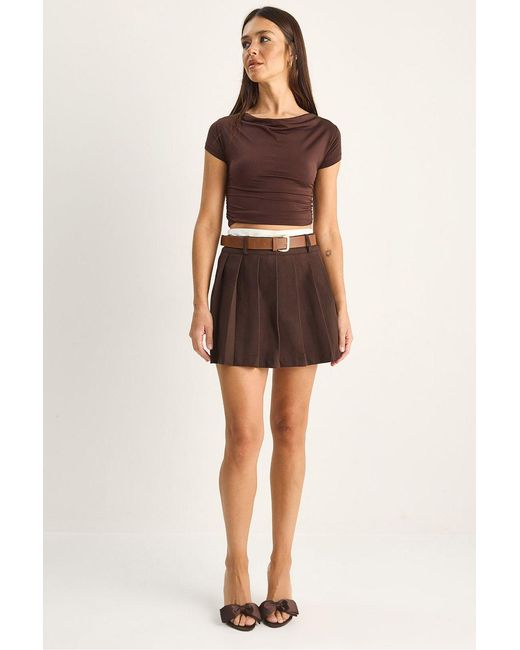 Bianco Lucci Natural High-Waist Mini Skort With Belt