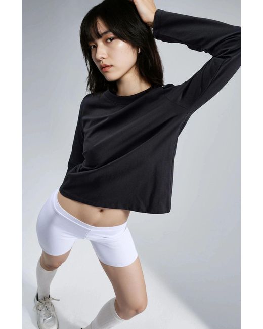 Busem Black Langarm Crew-Neck Basic Bluse