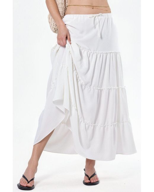 Hiccup White Basic Pleated Maxi Skirt