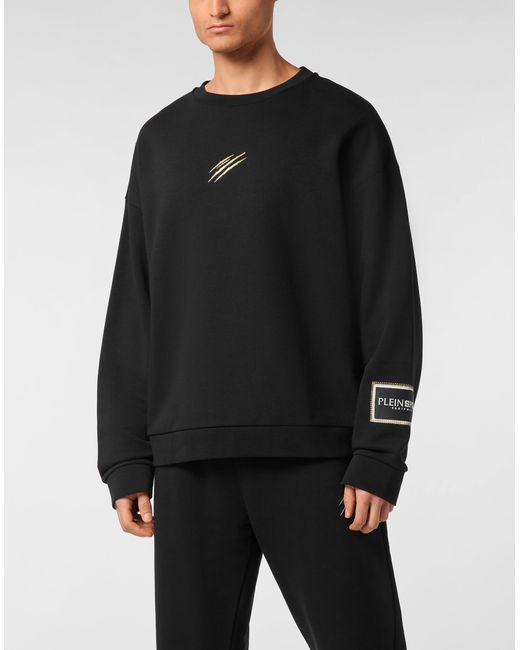 Philipp Plein Sweatshirt Ls Roundneck Label in het Black voor heren
