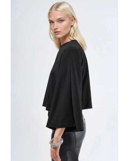 Busem Losse Pasvorm Bootnek Blouse in het Black