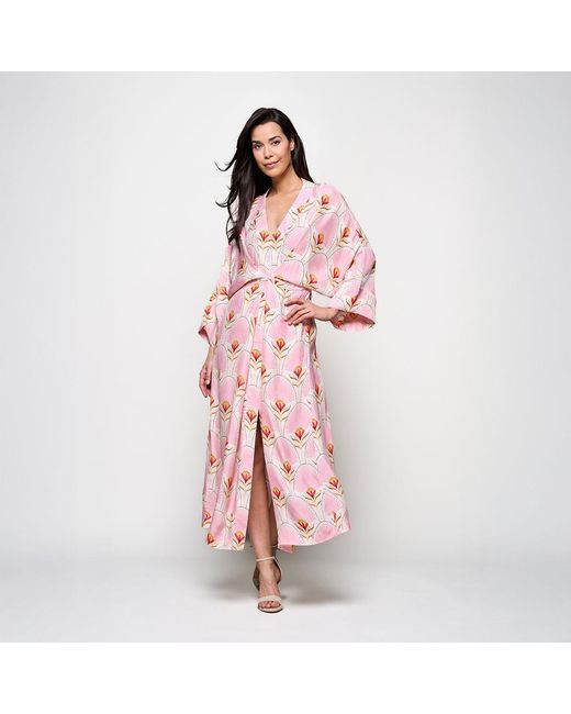 Mart Visser Caroline Tensen Islay Kimono Jurk Lichtroze Multi in het Pink