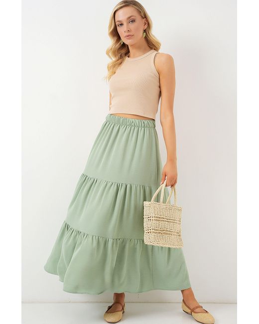 Bigdart Geweven Maxi Rok in het Green