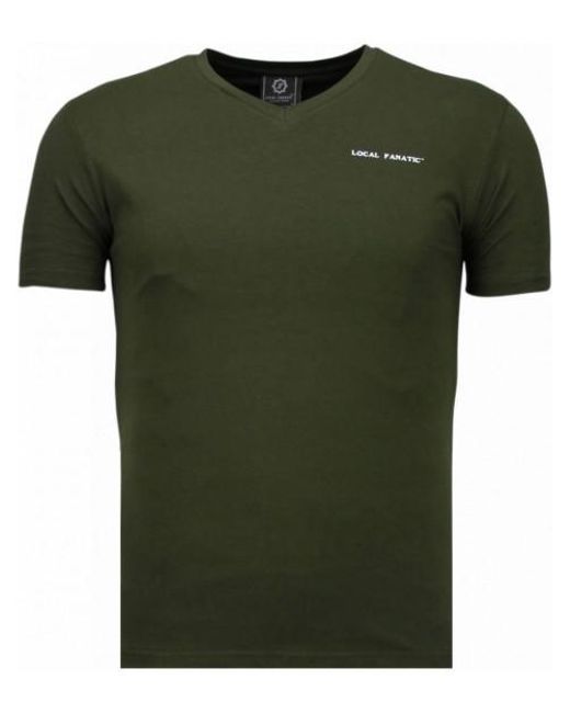 Local Fanatic Basic V Neck T-Shirt in het Green voor heren