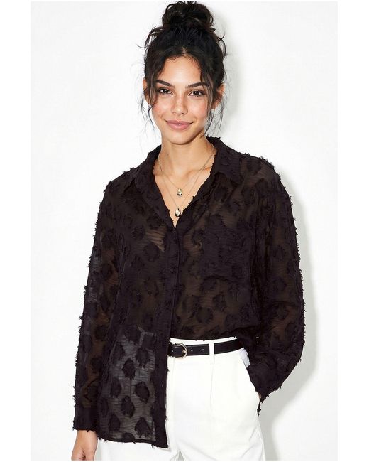 Bianco Lucci Black Oversized Textured Cotton-Blend Shirt