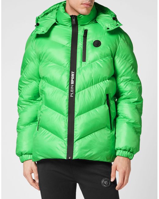 Philipp Plein Fitness ,Groen ,Nylon Nylon Puffer Jacket Tiger in het Green voor heren