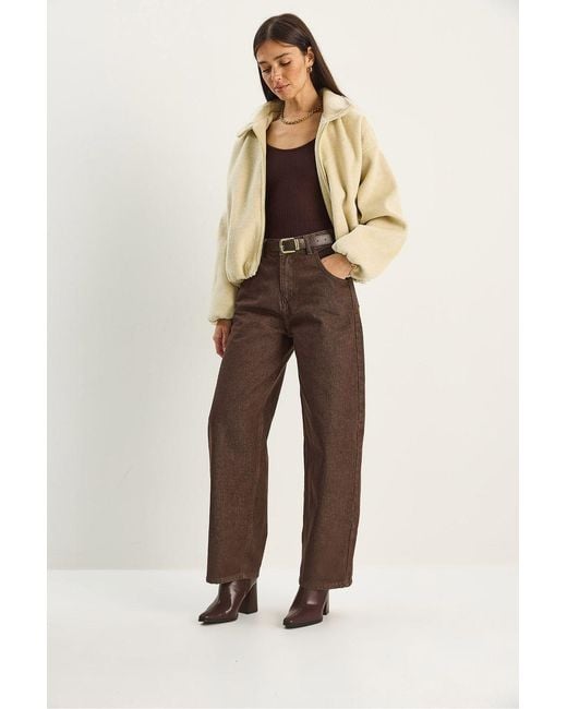 Bianco Lucci Natural High Waist Baggy Denim Pants