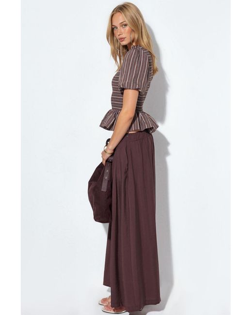 Busem Gestreepte Textuur Rimpelblouse in het Brown