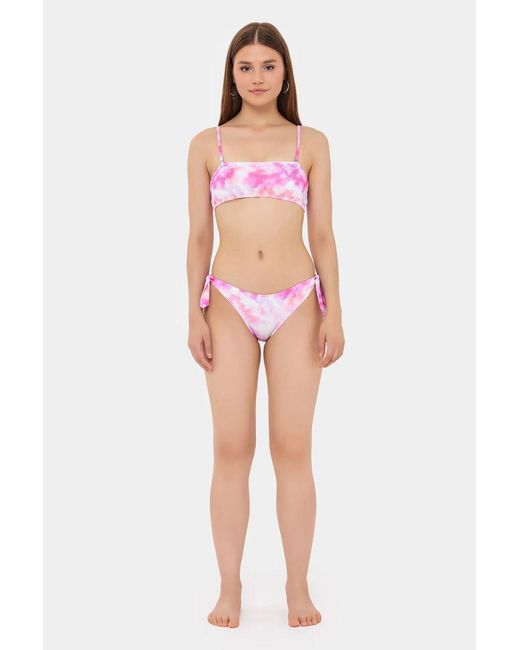 Hiccup Pink Tie Dye Bandeau Tie Side Bikini Set