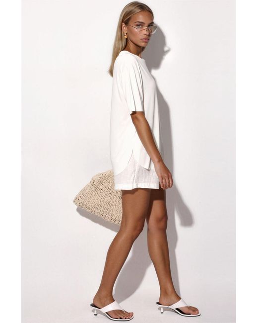 Busem White Loose Fit Crew Neck T-Shirt