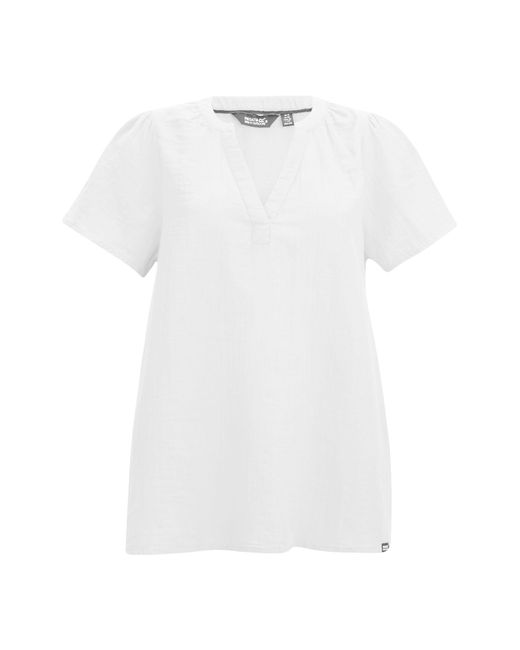 Regatta White Ladies Selen Short-Sleeved Shirt Cotton