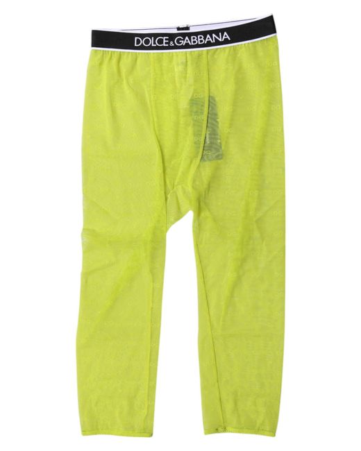 Dolce & Gabbana Yellow Dg Logo Nylon Cropped Tights Underwear