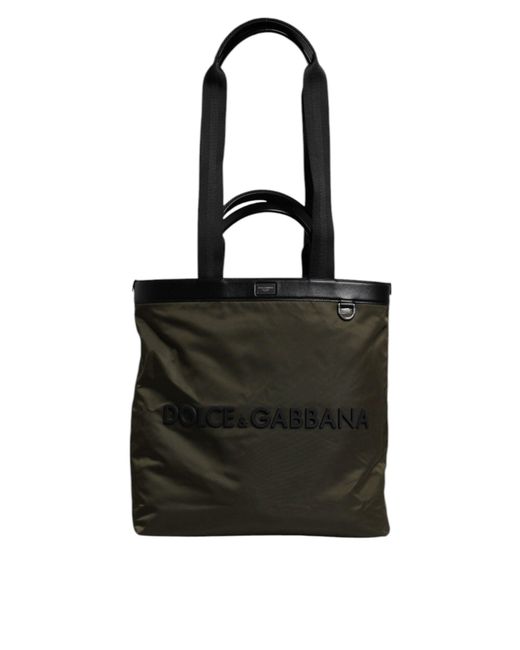 Dolce & Gabbana Tassen ,Groen ,Nylon Militaire Groene Nylon Schoudertas Tote in het Black voor heren