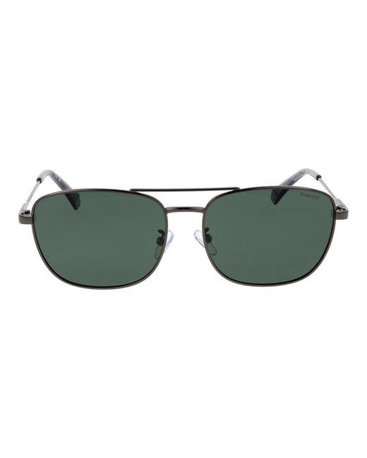 Polaroid Green Gray Stainless Steel Sunglasses for men