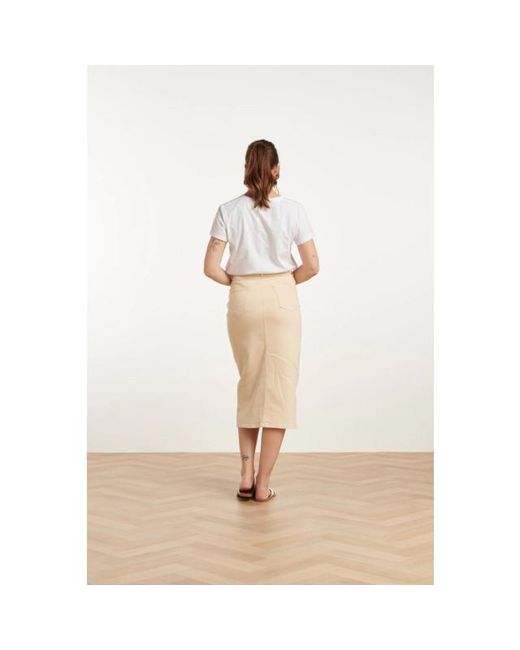 Smashed Lemon 25205 E Denim Midi-Rok in het Natural